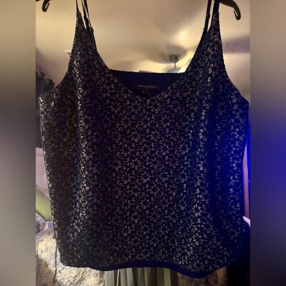 Banana Republic blue and gold metallic floral Patterned Camisole - Picture 1 of 7